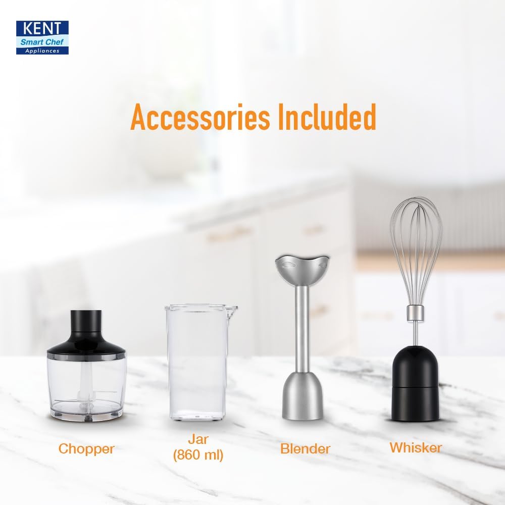 KENT Hand Blender Plus Chopper 450 W Multiple Attachments Chopper, Whisker & Jar