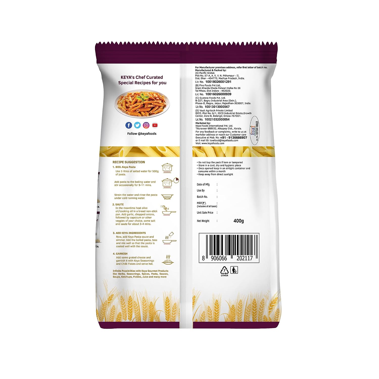 Keya No Maida 100% Durum Wheat Penne Pasta, 400g