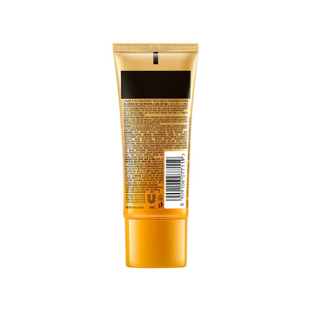 Lakmé Tinted Sunscreen SPF 50 PA++++ | Niacinamide | Even Tone | In-Vivo Tested | No White Cast | Blue Light Shield | 50 ml