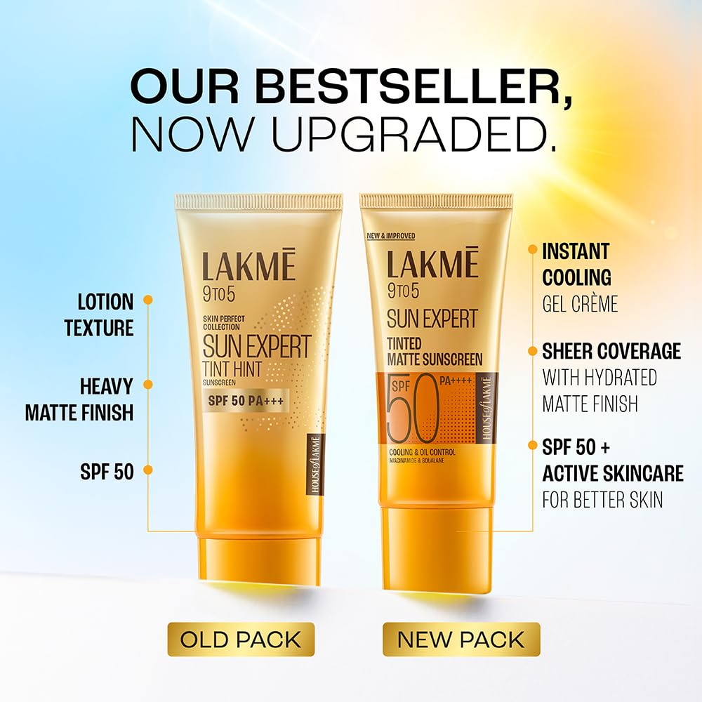 Lakmé Tinted Sunscreen SPF 50 PA++++ | Niacinamide | Even Tone | In-Vivo Tested | No White Cast | Blue Light Shield | 50 ml