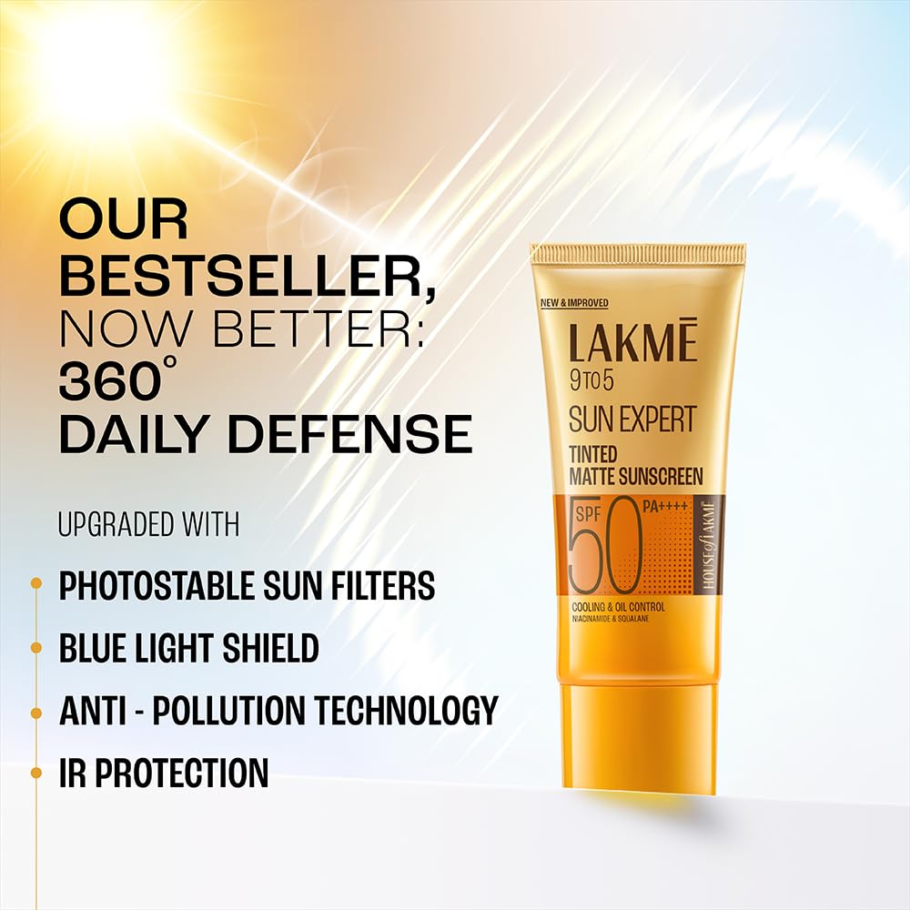 Lakmé Tinted Sunscreen SPF 50 PA++++ | Niacinamide | Even Tone | In-Vivo Tested | No White Cast | Blue Light Shield | 50 ml