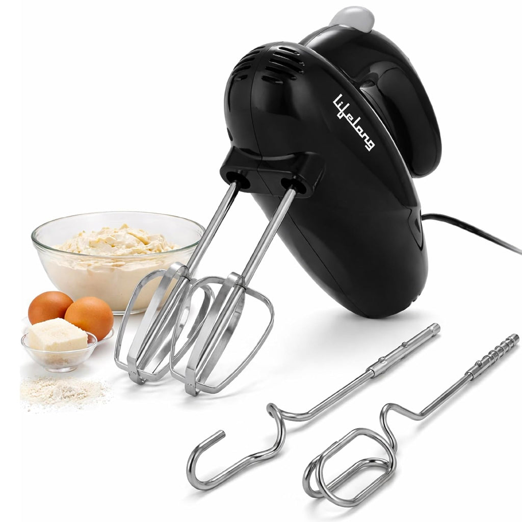 Lifelong Electric Hand Mixer for Baking, Whipping & Kneading | 250 Watt Power Mixer | 5-Speed Control