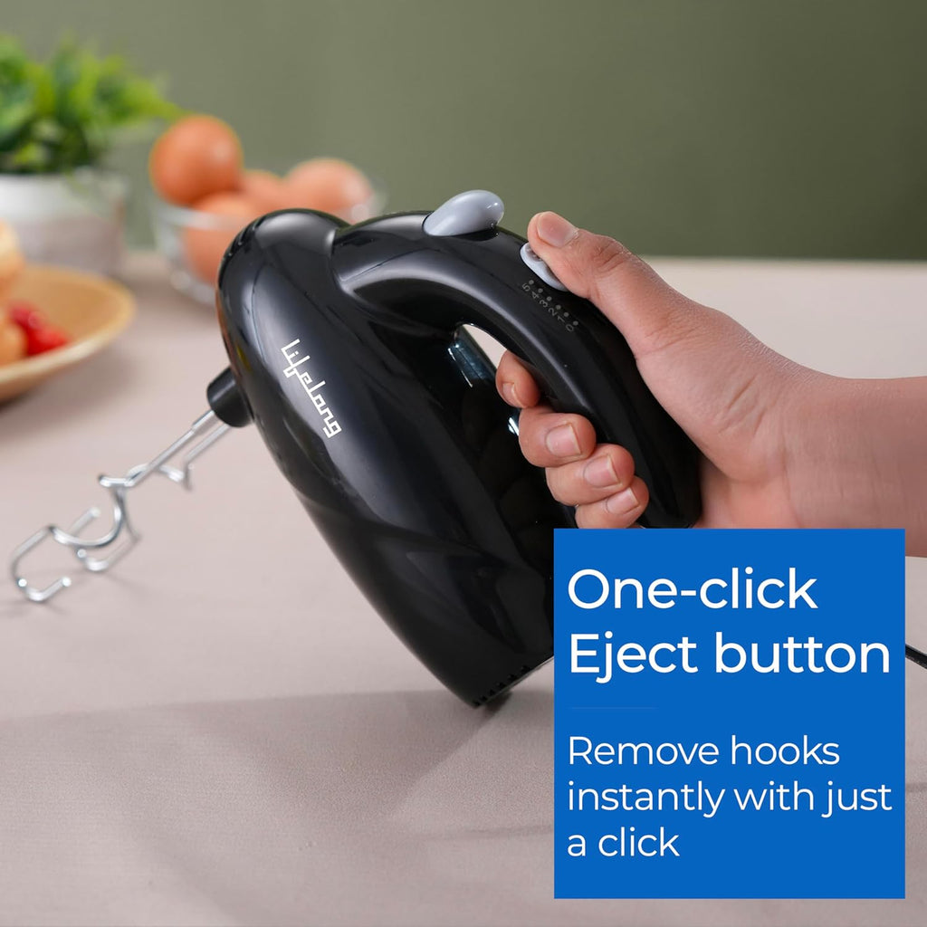 Lifelong Electric Hand Mixer for Baking, Whipping & Kneading | 250 Watt Power Mixer | 5-Speed Control