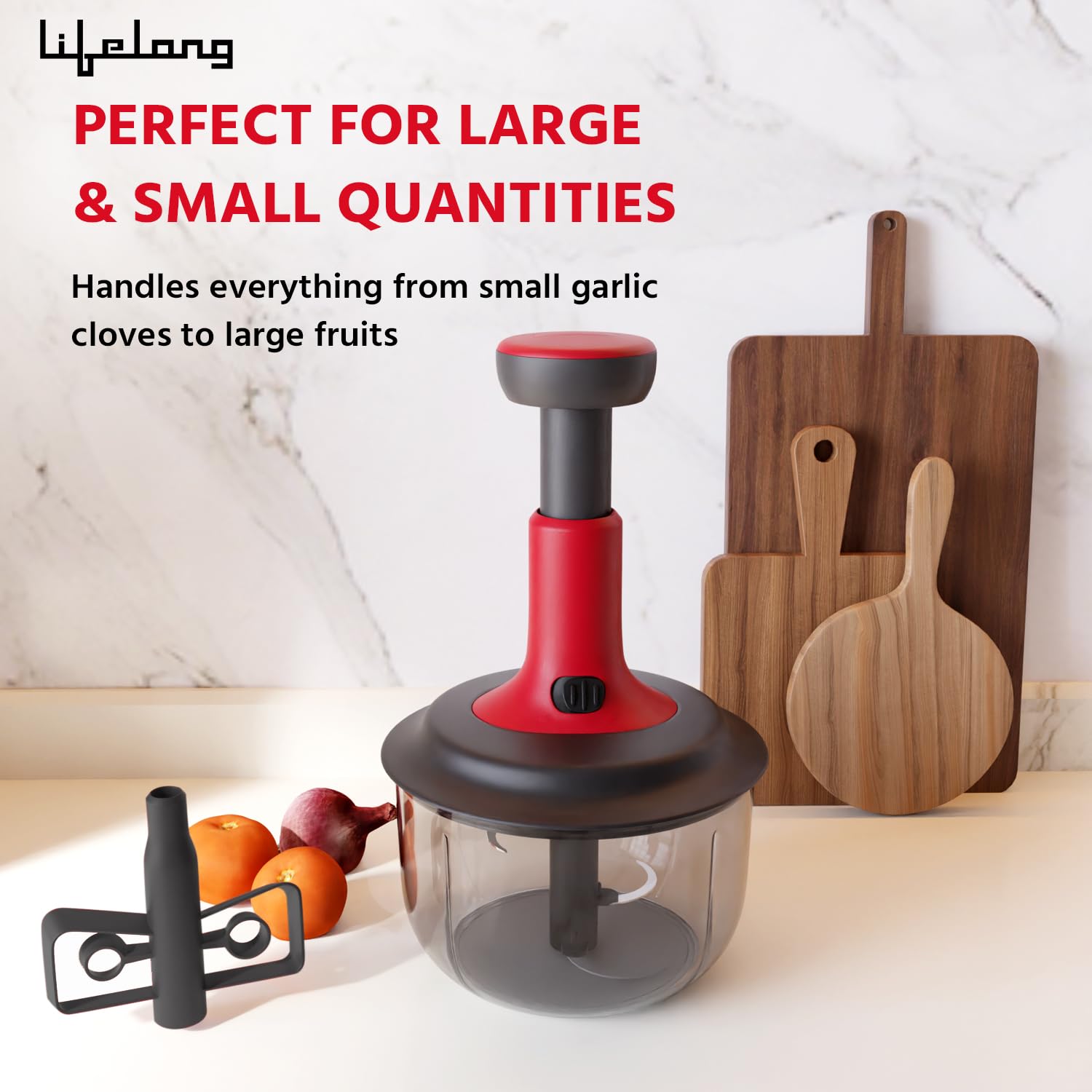 Lifelong Push Chopper 1600ml with Whisker