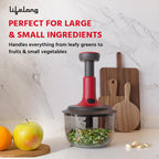 Lifelong Push Chopper 1600ml with Whisker & Salad Spinner