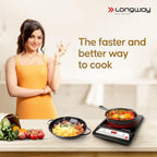 Longway Ember Plus IC 2000 Watt Induction Cooktop with Auto Shut-Off & Over-Heat Protection With 7 Cooking Mode & BIS Approved (Black, Push Button)