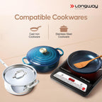 Longway Ember Plus IC 2000 Watt Induction Cooktop with Auto Shut-Off & Over-Heat Protection With 7 Cooking Mode & BIS Approved (Black, Push Button)