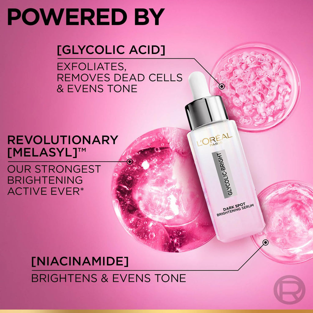 L'Oreal Paris Glycolic Bright Skin Brightening Serum, 15ml