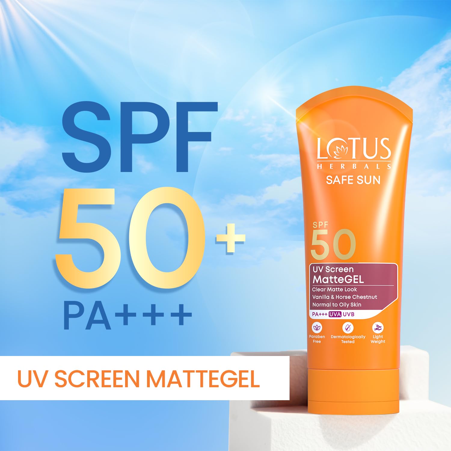 Lotus Herbals Safe Sun UV Screen Matte Gel Sunscreen SPF 50 PA+++ 100g