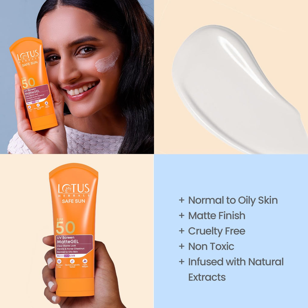 Lotus Herbals Safe Sun UV Screen Matte Gel Sunscreen SPF 50 PA+++ 100g