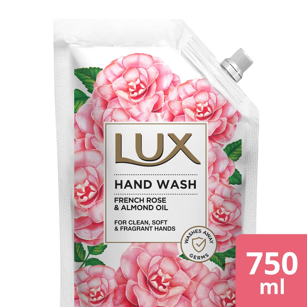 Lux Handwash with French Rose & Almond Oil For Clean|| Soft & Fregrant Hands Refill Pouch|| 750 ml