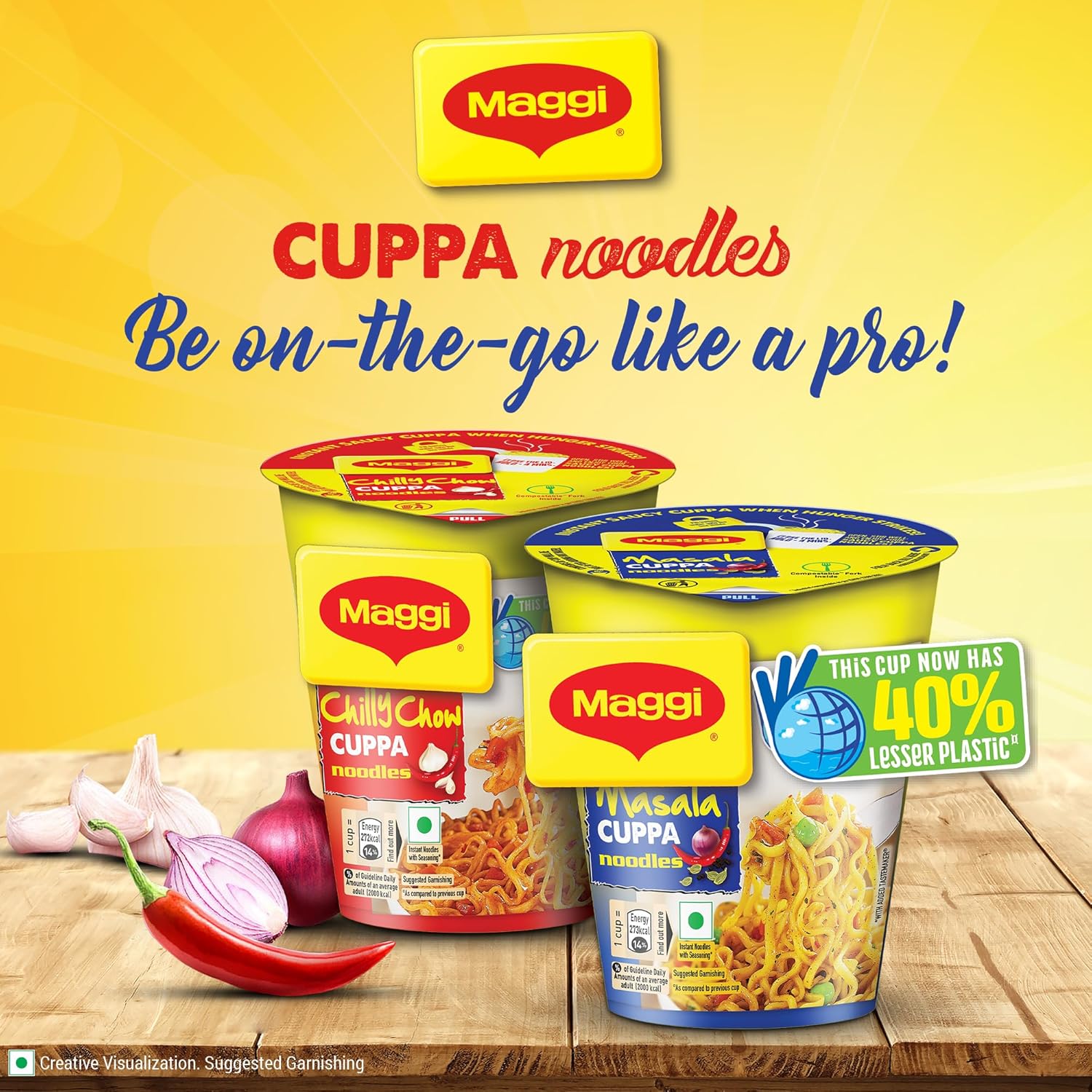 MAGGI Masala Cuppa Noodles, Slurpy Saucy Taste With Veggies, 70.5g