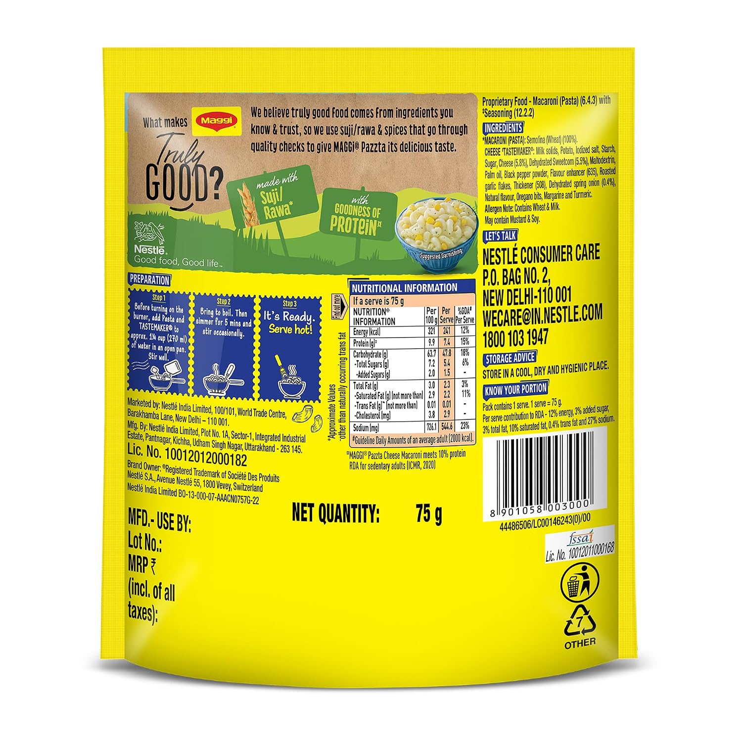 MAGGI PAZZTA Cheese Macaroni, Instant Pasta, 75g