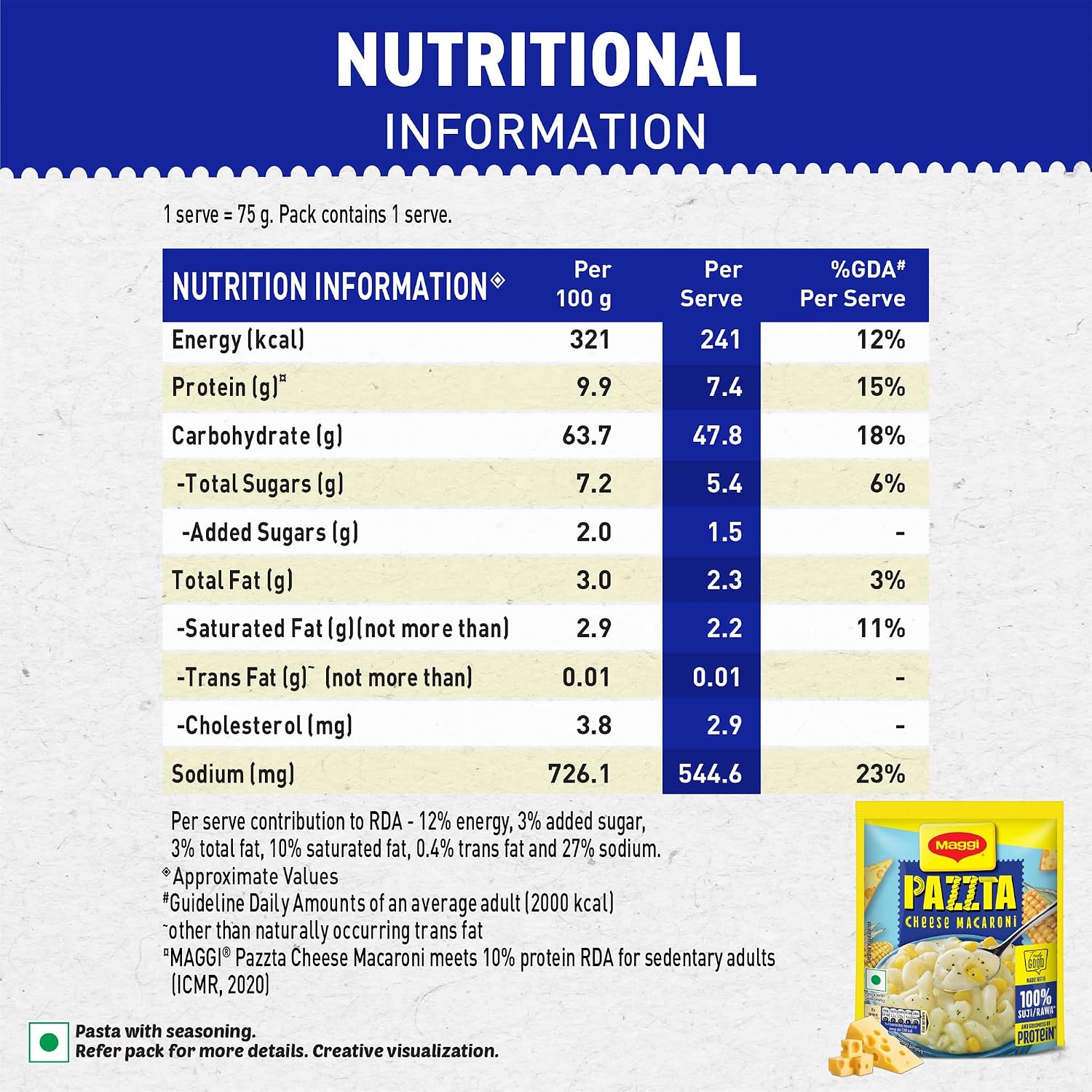 MAGGI PAZZTA Cheese Macaroni, Instant Pasta, 75g
