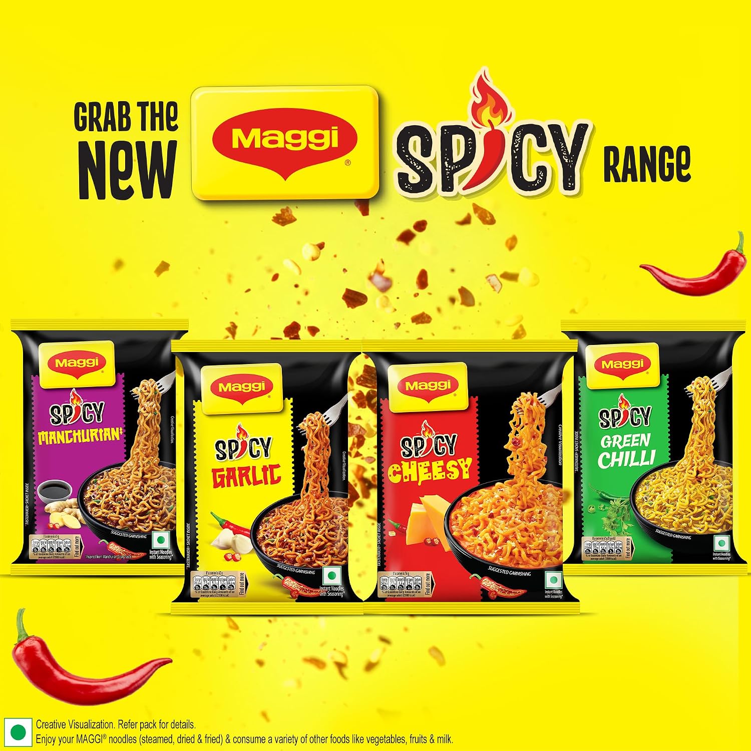 MAGGI Spicy Garlic Noodles, Fiery & Garlic Twist, 62g Pack