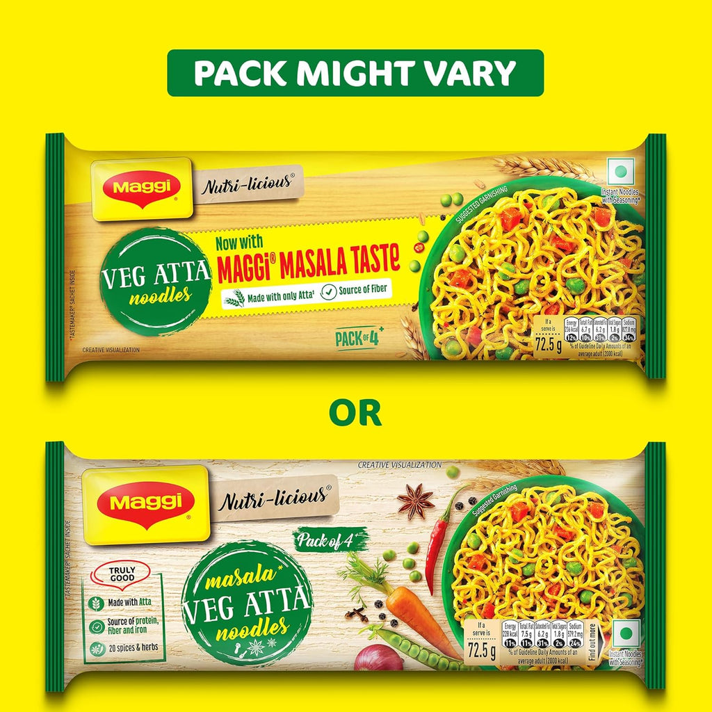 MAGGI Veg Atta Noodles with MAGGI Masala Taste, Made with ONLY ATTA, 290g