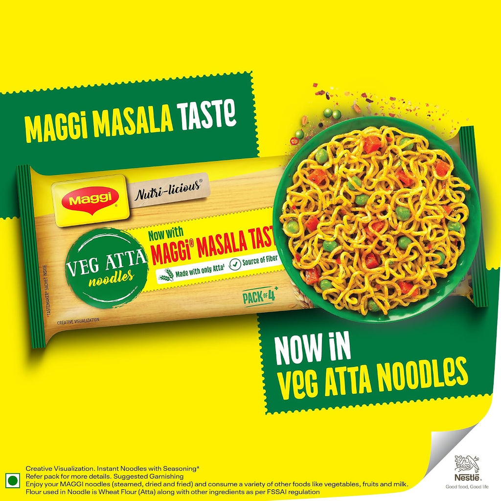 MAGGI Veg Atta Noodles with MAGGI Masala Taste, Made with ONLY ATTA, 290g