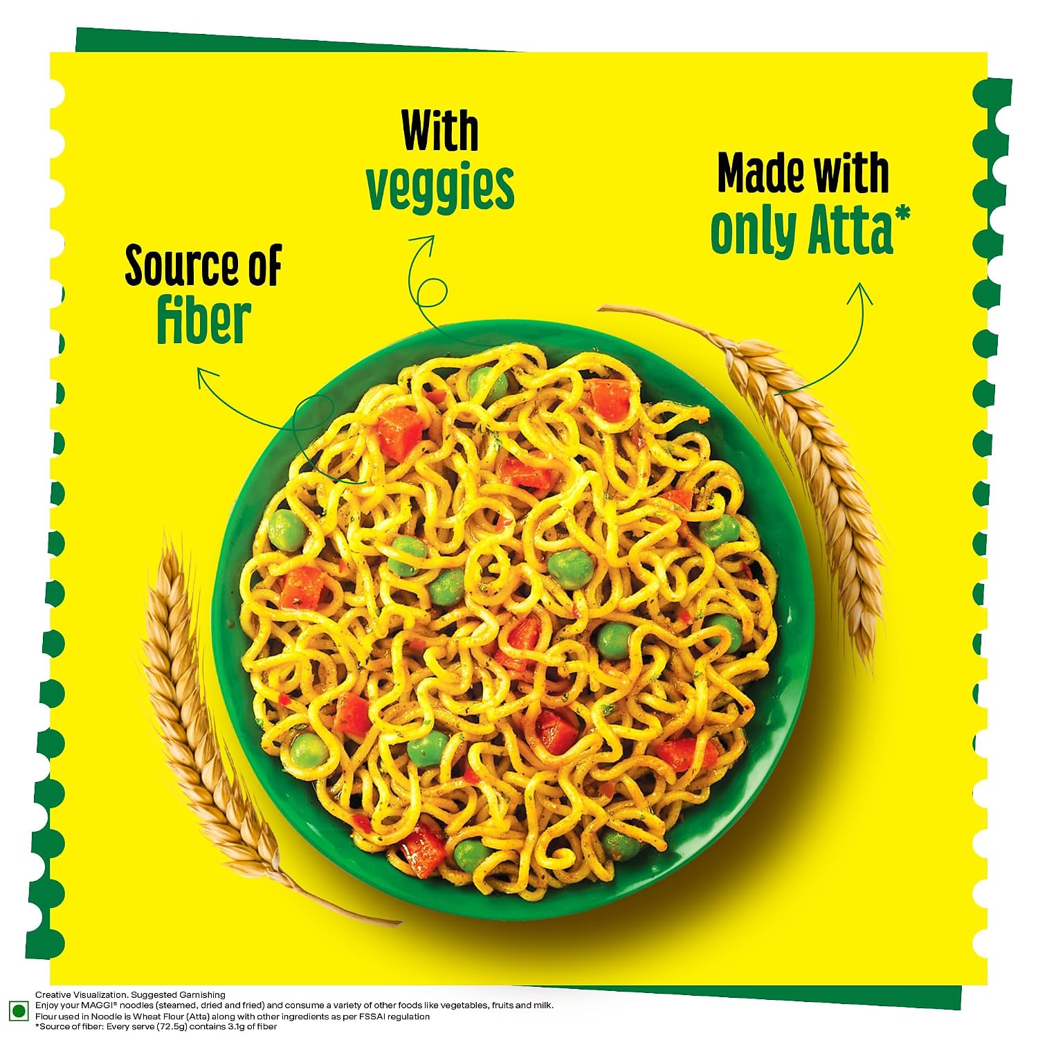 MAGGI Veg Atta Noodles with MAGGI Masala Taste, Made with ONLY ATTA, 290g