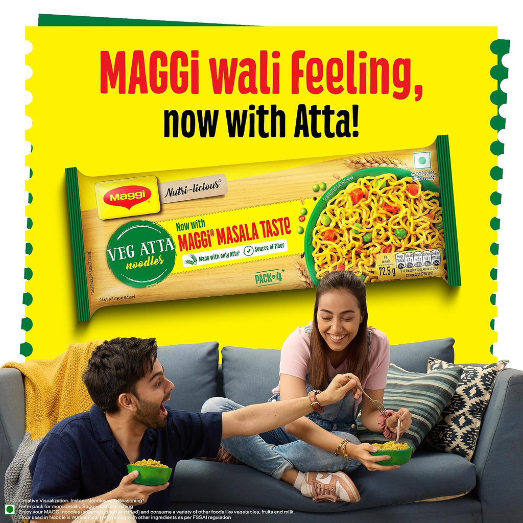 MAGGI Veg Atta Noodles with MAGGI Masala Taste, Made with ONLY ATTA, 290g