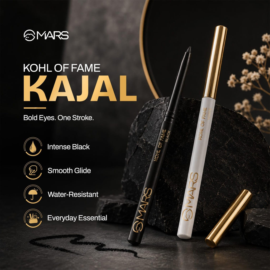 MARS Kohl of Fame Up to 12 Hours Stay Retractable KajalLong Lasting (0.35g) (Black)