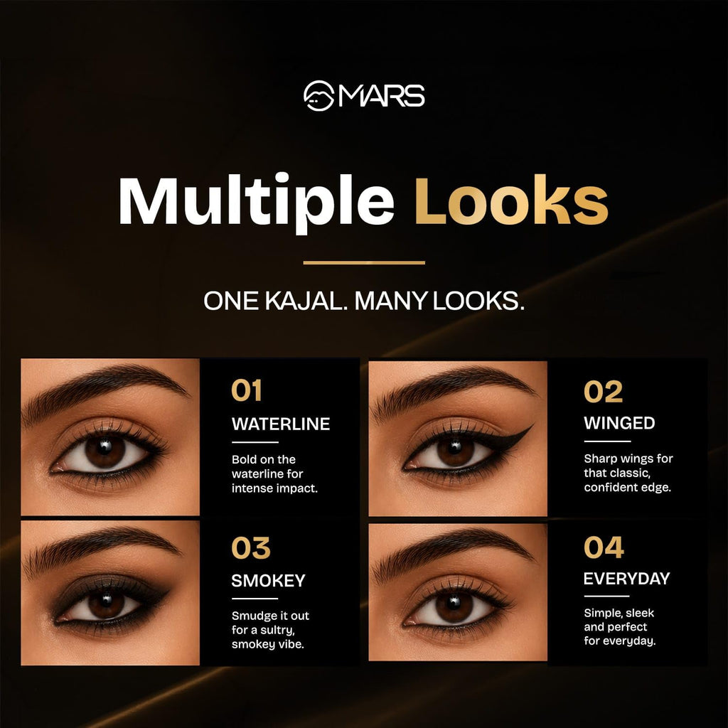MARS Kohl of Fame Up to 12 Hours Stay Retractable KajalLong Lasting (0.35g) (Black)