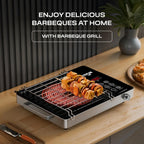 MILTON Classic 2200 Watt Infrared Cooktop with Crystal Glass & Touch Panel | 4 Pre set cooking Modes | Stir-fry | BBQ | Hot Pot | Steam | 60°C to 600°C | Digital time & Watt display - Classic SIlver