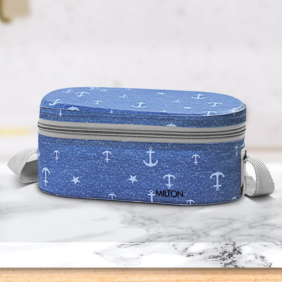 MILTON Corporate Lunch Box Stainless Steel Tiffin  with Bag Blue