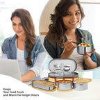 MILTON Corporate Lunch Stainless Steel Containers Set of 3, Yellow