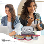 MILTON Corporate Lunch Stainless Steel Containers, Set of 3 Maroon
