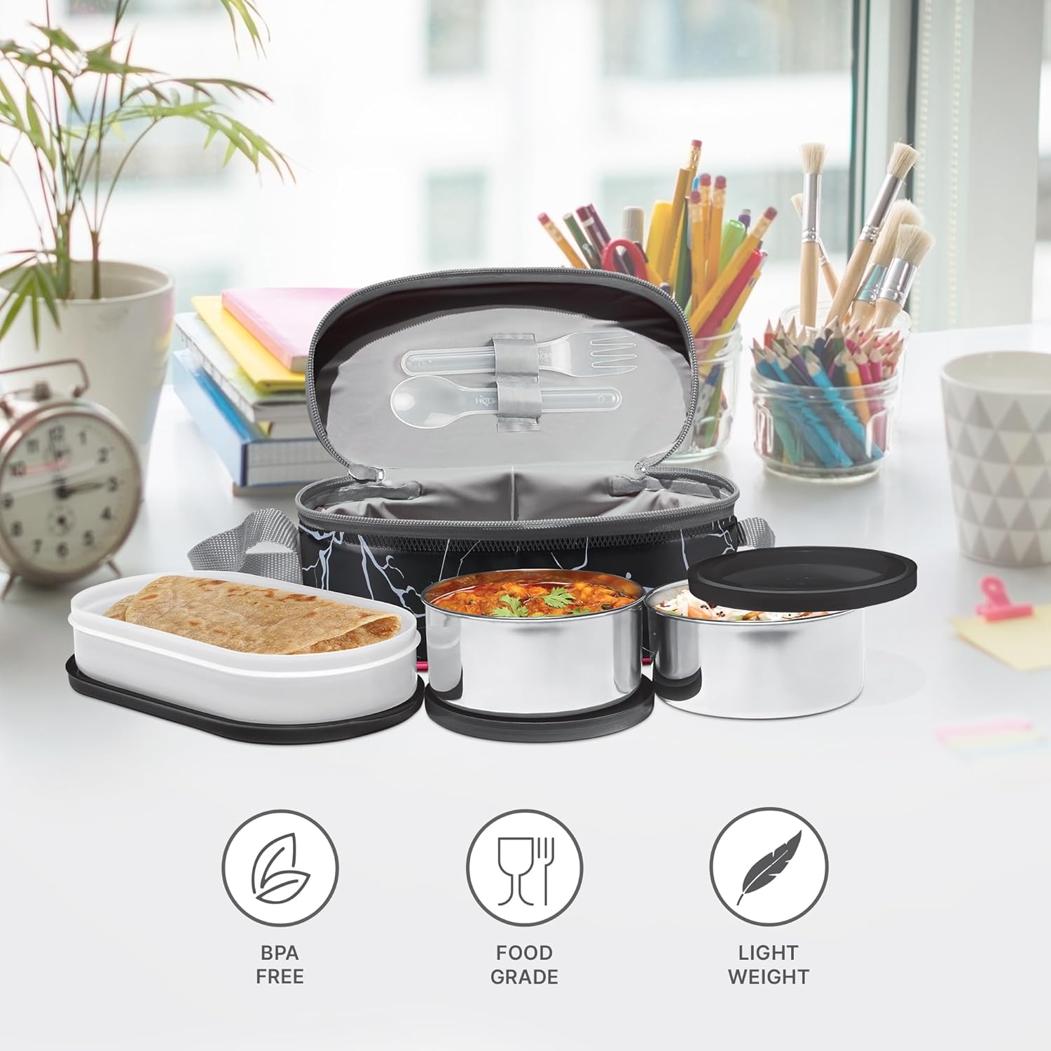 MILTON Executive Lunch Box  Plastic Container 450ml Black