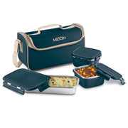 MILTON Lush Lunch Box I 1 Stainless Steel Container + 2 Microwave Safe (Blue)
