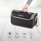 MILTON Lush Lunch Box I 1 Stainless Steel Container + 2 Microwave Safe (Black)