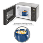 MILTON Pro Lunch Box, 3 Microwave Safe Inner Steel Containers (180 ml, 320 ml, 450 ml), Plastic Chutney Dabba (100 ml), Steel Bottle (750 ml)  Blue