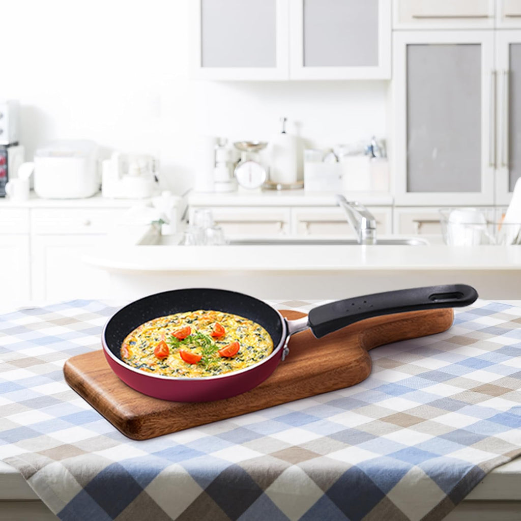 MILTON Pro cook Granito Non Induction Fry Pan, 14 cm, Burgundy, Flame Safe, Dishwasher Safe, Food Grade, Metal Spoon Friendly, Non - Stick, Bakelite Handle, 2 Years Warranty