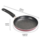 MILTON Pro cook Granito Non Induction Fry Pan, 14 cm, Burgundy, Flame Safe, Dishwasher Safe, Food Grade, Metal Spoon Friendly, Non - Stick, Bakelite Handle, 2 Years Warranty