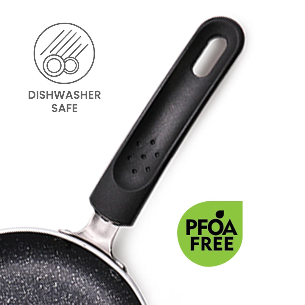MILTON Pro cook Granito Non Induction Fry Pan, 18 cm, Burgundy, Flame Safe, Dishwasher Safe, Food Grade, Metal Spoon Friendly, Non - Stick, Bakelite Handle, 2 Years Warranty