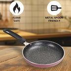 MILTON Pro cook Granito Non Induction Fry Pan, 18 cm, Burgundy, Flame Safe, Dishwasher Safe, Food Grade, Metal Spoon Friendly, Non - Stick, Bakelite Handle, 2 Years Warranty