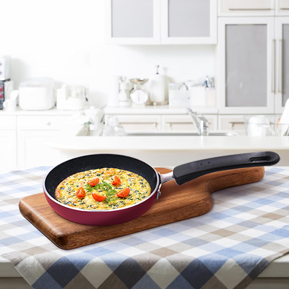 MILTON Pro cook Granito Non Induction Fry Pan, 18 cm, Burgundy, Flame Safe, Dishwasher Safe, Food Grade, Metal Spoon Friendly, Non - Stick, Bakelite Handle, 2 Years Warranty