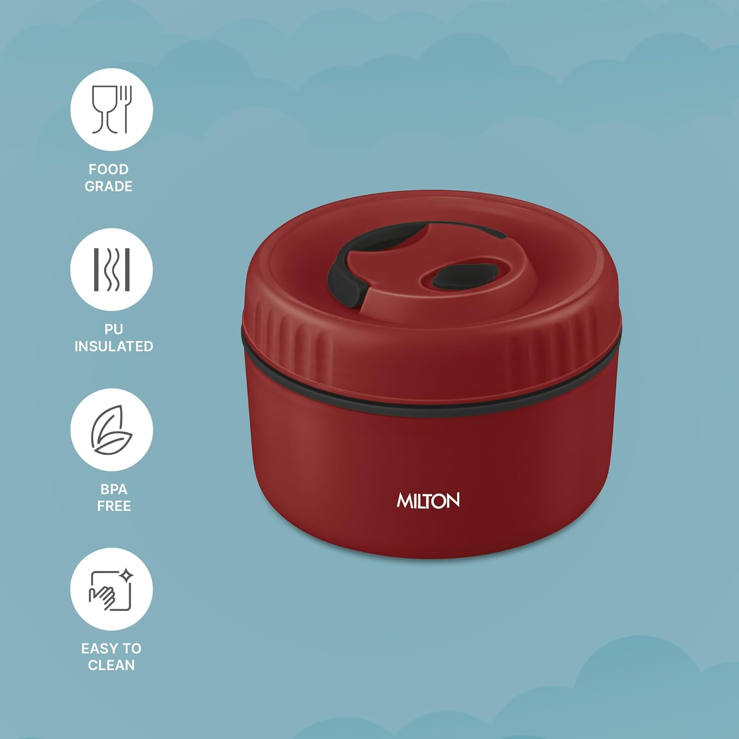 MILTON Snack Box Big I Inner Steel, PU Insulated 510 ml (Maroon)