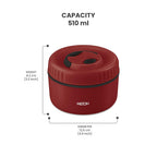 MILTON Snack Box Big I Inner Steel, PU Insulated 510 ml (Maroon)