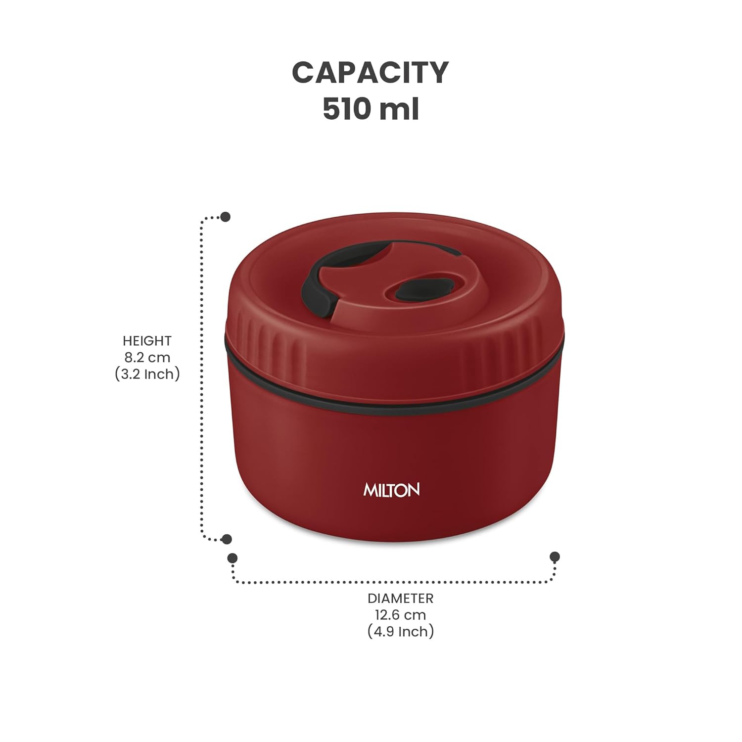 MILTON Snack Box Big I Inner Steel, PU Insulated 510 ml (Maroon)