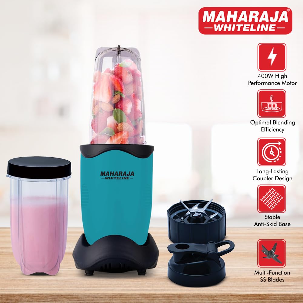 Maharaja Whiteline 400 Watt Easy Twist Nutri Blender Mixer Grinder with 2 Jars