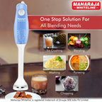 Maharaja Whiteline Hb-129 175 Watt Hand Blender, Stainless Steel Blades, Long Lasting Performance With 175W Motor (Blue And White)