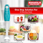 Maharaja Whiteline Speedmix Plus Hand Blender with Stainless Steel Blades | Long Lasting Performance with 175 Watts Motor | Detachable Plastic Foot | 2 Year warranty (Turquoise Blue & White)