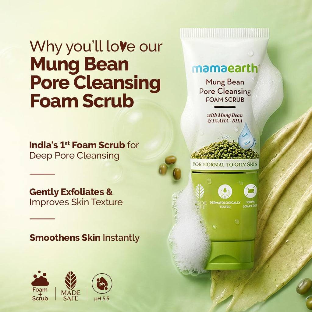 Mamaearth Mung Bean Pore Cleansing Face Scrub 100g