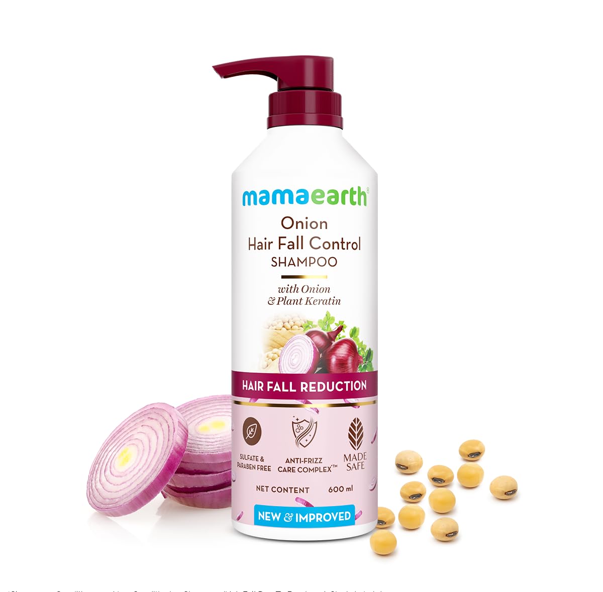 Mamaearth Onion Shampoo for Hair Growth and Hair Fall Control with Onion 600 ml