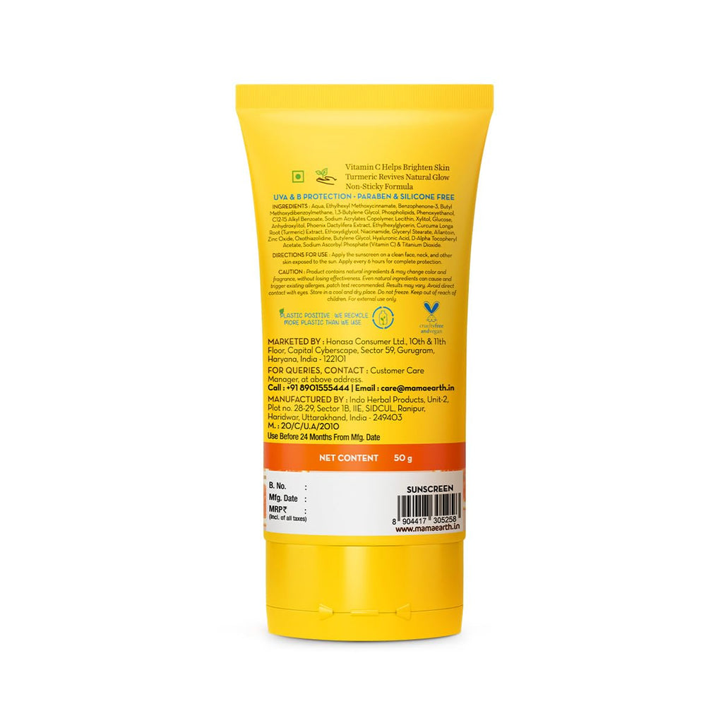 Mamaearth Vitamin C Daily Glow Sunscreen with Vitamin C & Turmeric 50g