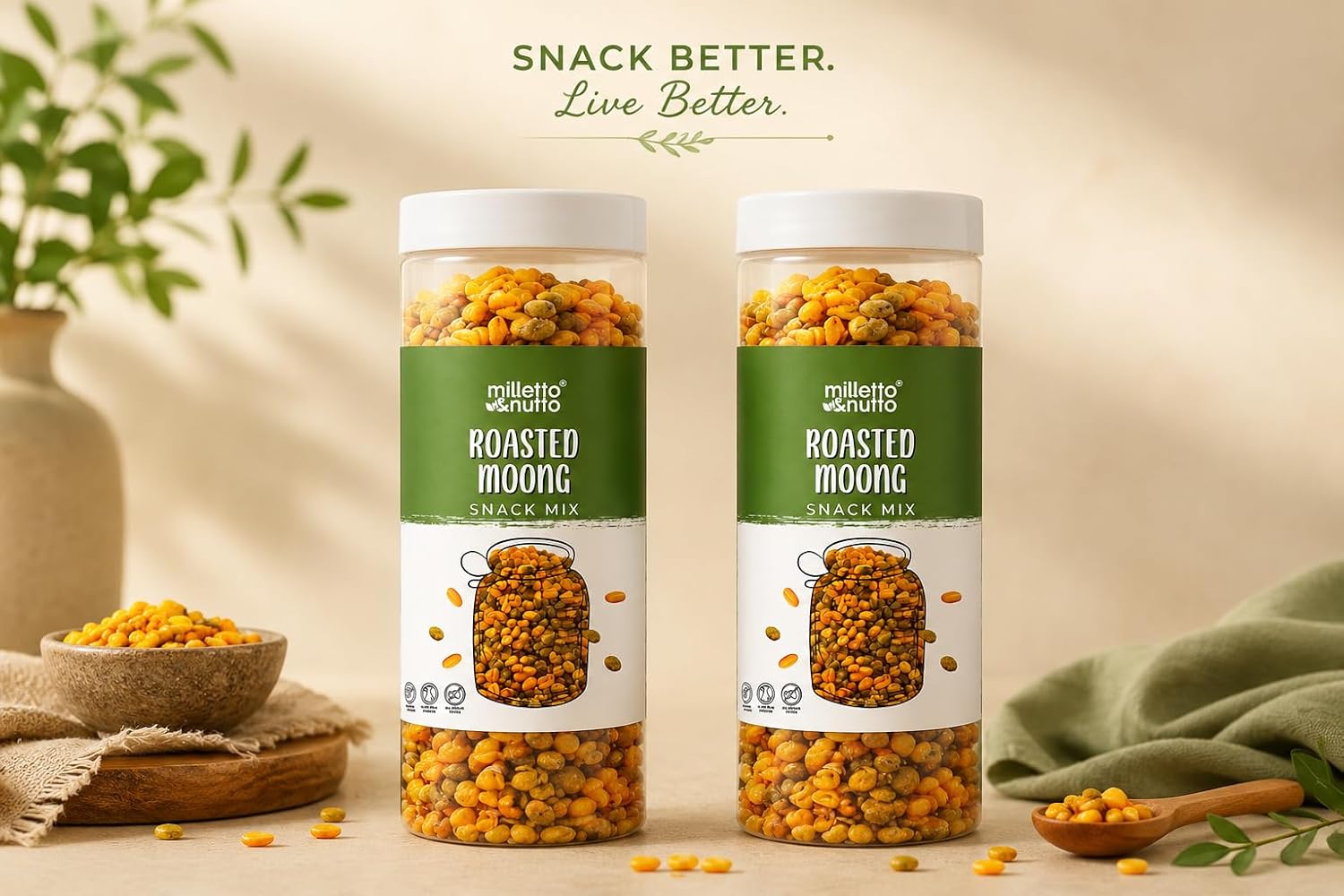 Milletto & Nutto Roasted Moong Dal Snack Mix 130g