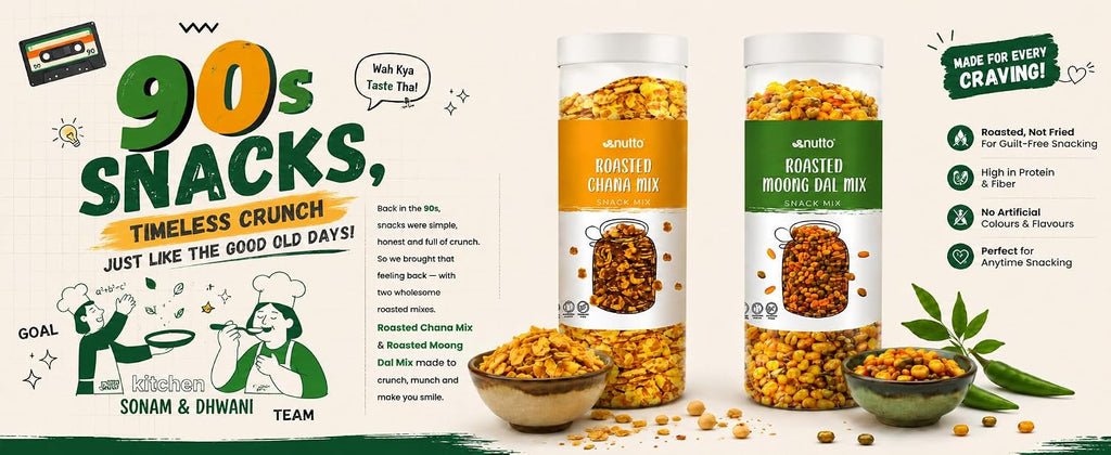 Milletto & Nutto Roasted Moong Dal Snack Mix 130g