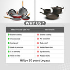 Milton Pro Cook Induction Cookware & Gas Stove Friendly Cast Iron Fry Pan 26cm | Omelette Pan | Fish Fry Pan | Wooden Handle | PFOA Free | Scratch Resistant | Even Heat Cooking | Dishwasher Safe | Red